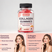 Gummies de collagène à marque privée OEM, 60 unités, saveur pêche, avec supplément alimentaire multivitaminé