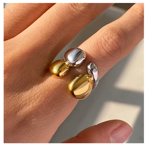 Chunky Punk Anneaux 18K PVD Plaqué Or En Acier Inoxydable Non-Ternir Étanche Anneau Irrégulier Bijoux pour Femmes - Product Image 1