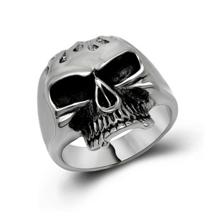 Men's <b>Titanium</b> Steel Skull <b>Ring</b> SA389 Punk Style Fashion Jewelry Gift - Product Image 1