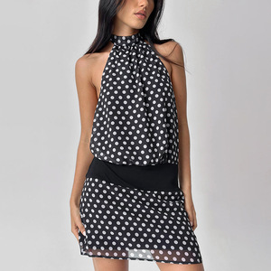 Nuovo Abito Estivo da Donna a Pois, Vestito alla Moda con Scollo all'Americana e Schiena Scoperta in Chiffon, Gonna Aderente Stile Hot Girl - Product Image 2