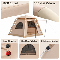 Carpa Inflable Ligera e Impermeable de 4.6 m² para 2-3 Personas, Portátil, de Oxford 300D, con 2 Puertas y 2 Ventanas, para las Cuatro Estaciones, Protección UV