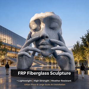 Sculpture Abstraite Personnalisée en Fibre de Verre, Tête et Mains Géantes en FRP pour Installation Artistique dans les Centres Commerciaux, Halls d'Hôtels - Product Image 1