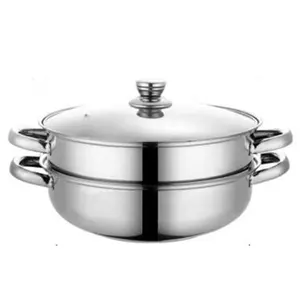 Olla de cocina de acero inoxidable para restaurante al por mayor, juego de ollas y sartenes de cocina de vapor comercial de alta calidad, utensilios de cocina