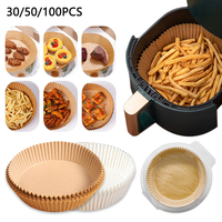 Vente directe usine – 100 feuilles de papier sulfurisé écologiques antiadhésives jetables pour friteuse à air, résistantes au four, pour cuisine