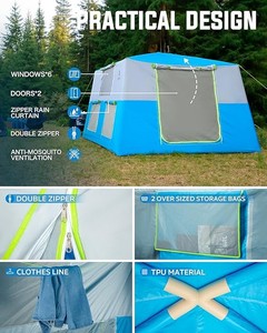 Carpa Inflable de Lujo, Grande, Impermeable, de PVC y Lona Oxford, con Bomba Portátil y Postes de Aluminio para Acampar al Aire Libre, Modelo PFIT04L - Product Image 5