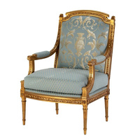 Fauteuils en bois massif sculpté de style français antique de luxe, canapé simple sculpté Louis Royal pour le salon