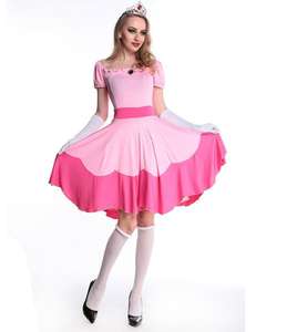 Ecowalson <span class=keywords><strong>disfraz</strong></span> de Halloween para <span class=keywords><strong>mujer</strong></span> Super Mario Brothers <span class=keywords><strong>princesa</strong></span> melocotón Cosplay vestido Glov corona dulce traje rosa - Product Image 2
