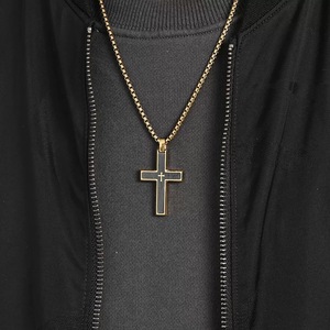 Perhiasan Baja Tahan Karat 316l Kalung Liontin Salib Emas Pvd 18k Kalung Geometris Baja Kalung Perhiasan Fashion Pria - Product Image 2
