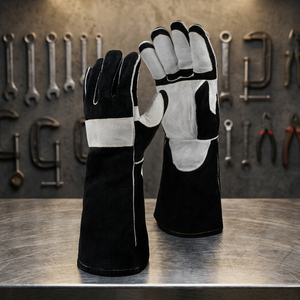 Gants de soudage en cuir de vachette pleine fleur renforcés, ignifuges, résistants, pour la construction et la lutte contre les incendies, sans latex - Product Image 1