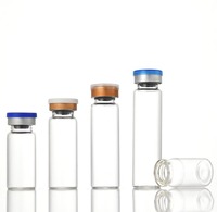 Flacons tubulaires en verre multi-volumes de style serti, transparents, ambrés, bruns, avec bouchon en caoutchouc et capuchon en aluminium, en stock