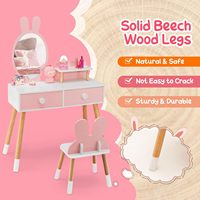 Livraison rapide Miroir cosmétique pour bébé Chambre à coucher Chaise rose Enfants Coiffeuse en bois Classique Tables à langer pour fille