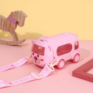 Hot Sale Cute Kids 500ml Eco-Friendly PC Material Anti-corrosion Portable Bus Shape <b>Straw</b> Drinking <b>Cup</b> Shoulder Strap for - Product Image 6