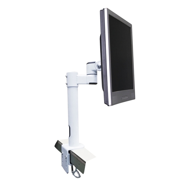 Stock White 32-Inch LCD Monitor Arm Stand Cable Management Desktop C Clamp Mounting VESA 75x75/100x100mm Max 10kg Capacity