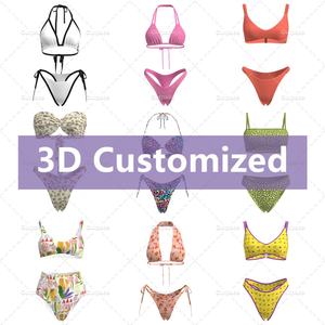 Mini Bikini de Diseño Personalizado en 3D, Traje de Baño de Dos Piezas, Traje de Baño Sexy de Lujo para Mujer, Ropa de Playa con Estampado de Letras, Ecológico - Product Image 1