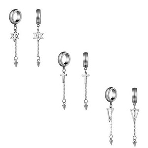 Clip-On Earrings Geometric <b>Cross</b> Tassel <b>Chain</b> Zinc Alloy For Non-Pierced Ears Fashion Jewelry - Product Image 1