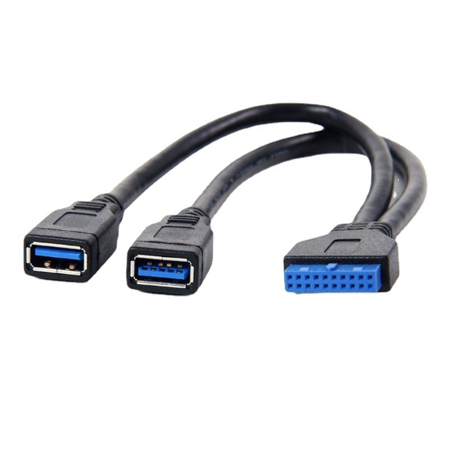Wholesales Custom Durable Dual USB 3.0 Female to PC Motherboard Internal 20 Pin Header Cable for Front Panel
