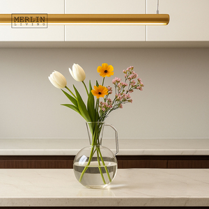 Merlin Living Round Design <span class=keywords><strong>Glass</strong></span> Vase <span class=keywords><strong>Home</strong></span> Decoração Sala Acessórios para Vidro e Cristal Vasos - Product Image 5