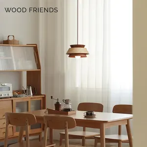 Ahşap dükkanı dekoratif lamba Headroom Bar avize Modern basit yemek odası lamba Nordic Log avize