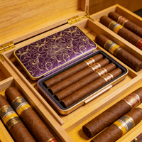 Humidor à cigares de luxe en alliage d'aluminium avec art cloisonné chinois traditionnel, décor oriental artisanal, usinage CNC