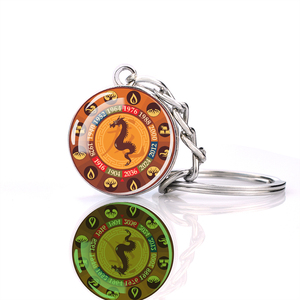 Luminous Chinese Zodiac Signs Keyring Traditional Gift Animal Zodiac Tiger Dragon Glass Ball Keyring 12 Chinese Zodiac Keychain