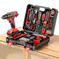 Perceuse électrique sans fil avec réglage de la vitesse du couple 25+1, kit d'outils de bricolage domestique, coffret de rangement en plastique inclus, batterie lithium-ion, garantie 1 an
