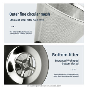ที่กรองกาแฟแบบหยดใช้ซ้ำได้กรวยกรองกาแฟทำจากสเตนเลสสตีล304กรองกาแฟเกรดอาหารแบบพกพาสำหรับหยด - Product Image 2