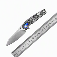 Couteau pliant EDC robuste XF06 en acier M390 véritable, finition Stonewash ultra-fine, incrustation Timascus gravée au titane, 4,0 mm