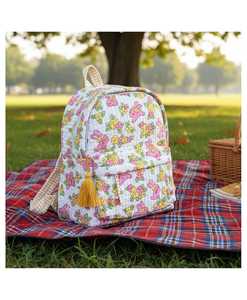 Cotton Quilt <b>School</b> <b>Backpack</b> for Kids – Cute Printed Quilted <b>Backpack</b> with Zipper Pocket for Boys and Girls - Product Image 2