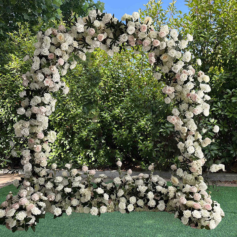 02White Rose with Pink Rose Picking Olive Leaves Arch