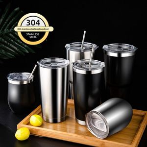 New 304 Stainless Steel <b>Straw</b> <b>Cup</b> Tumbler Ice <b>Cup</b> Car Vacuum Insulated <b>Cup</b> with Lid - Product Image 2