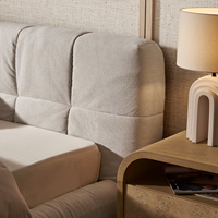 Lit de chambre confortable en bois massif de haute qualité, fait main et personnalisé, avec rangement intégré, pour appartement de luxe