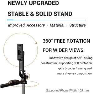 Venta <span class=keywords><strong>al</strong></span> por mayor de fábrica: Trípode extensible de 1830 mm con soporte para teléfono, doble abrazadera y estabilizador remoto para conferencias en vivo - Product Image 4