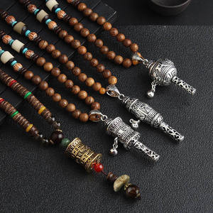 Etnik ikan tanduk Panjang pernyataan Pria Wanita Perhiasan uniseks buatan tangan kalung Nepal Buddha Mala manik-manik kayu liontin & kalung - Product Image 3