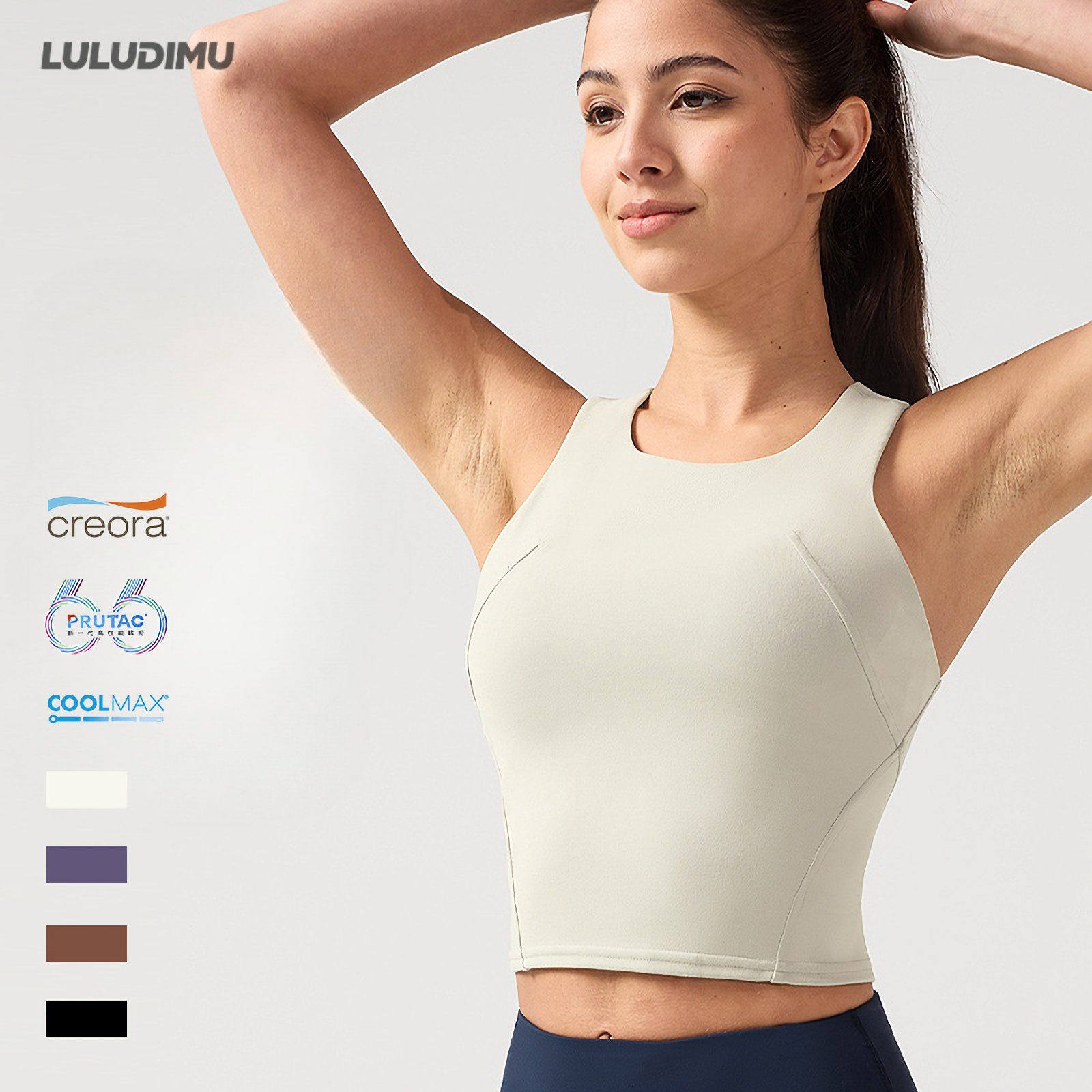 Women's Lulu Yoga Tank Top Racerback Breathable Simple Sports Vest High- Support Fitness Top Shockproof Push-Up Workout