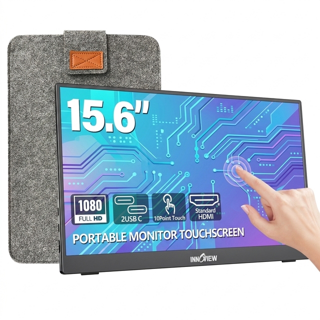 InnoView Touch Screen Monitor Portable 1080P Second Monitor HDR IPS Panel 15.6 Inch USB C 1920x1080 100% RGB Color