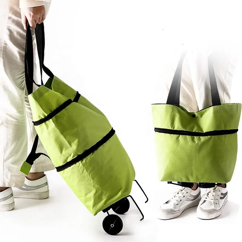Aktualisierte faltbare wieder verwendbare zusammen klappbare Trolley-Tasche Einkaufstasche mit Rädern