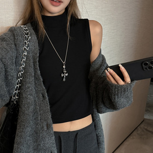 Chaleco sin mangas para mujer, top interior <span class=keywords><strong>de</strong></span> alta gama para otoño e invierno, camiseta base acanalada elegante y personalizada - Product Image 2