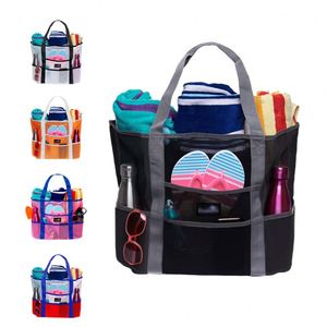 Sac de sport, de piscine et de plage en maille, polyvalent, facile à transporter, avec poche pour chaussons, idéal pour la douche et le rangement - Product Image 1