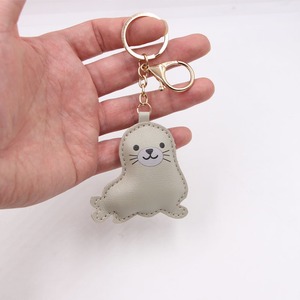 Custom Logo Little Sea Lion,cat,Animal Sea Lion, <b>Cute</b> Little CrabLeather Stereoscopic Car Keychain Pendant Luggage Accessories - Product Image 6