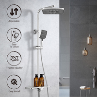 Ensemble de douche comprenant 3 jets, deux douches murales et une douchette à main en chrome