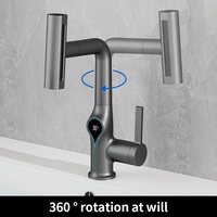 360 Degrés Rotatif Robinet Mélangeur Robinet D'eau Numérique Led Affichage De La Température Salle De Bains Pull Out Cascade Cuisine Robinet Bassin Robinet