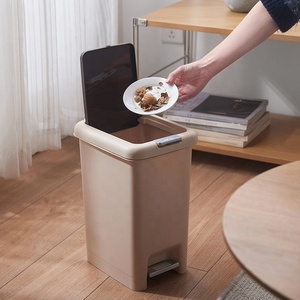 Cubo de basura rectangular moderno para cocina, baño, basura, papel de desecho, cubo de basura interior con tapa de prensa, 8, 10, 15, 20l, blanco - Product Image 2