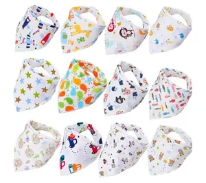 Toddler Saliver Towel Bandana Drool Kids Soft Bib 100% Cotton Triangle Scarf Infant Teething Apron Newborn Baby Bibs OEM Service