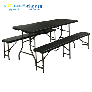 Allsome — banc pliable en plastique HDPE, accessoire d'extérieur avec Design en rotin noir, offre spéciale - Product Image 6