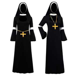 Disfraz de Halloween para Mujer, <span class=keywords><strong>Monja</strong></span>, Vampiresa, Demonio, Predicadora, Sacerdote, Zombi, Cosplay, Vestidos de Poliéster, TV y Cine - Product Image 6
