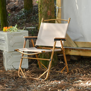 Chaise pliante d'extérieur personnalisée avec structure en bois et assise en toile pour jardin, camping et pique-nique - Product Image 1