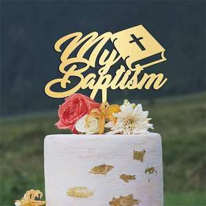 ตัวตกแต่งเค้กงานบัพติศมา รูปไม้กางเขน นกพิราบ และพระคัมภีร์ไบเบิลอะคริลิคขนาดใหญ่ 6 แบบ - Product Image 1
