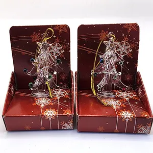 Kotak display pohon Natal Malaikat kaca dekorasi Natal kualitas tinggi setelan dekorasi Natal transparan