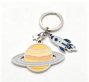 Custom Space Planet Keychain Metal Enamel Rocket Key <b>Ring</b> Gold Plated Soft Enamel Gift Accessory - Product Image 2