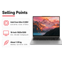 MECHREVO Boundless16S Lap Ultra5 226V 16GB 500GB PCIe 4.0 SSD 16 Inci 2560 X 1600 120Hz Sidik Jari Aluminium Notebook